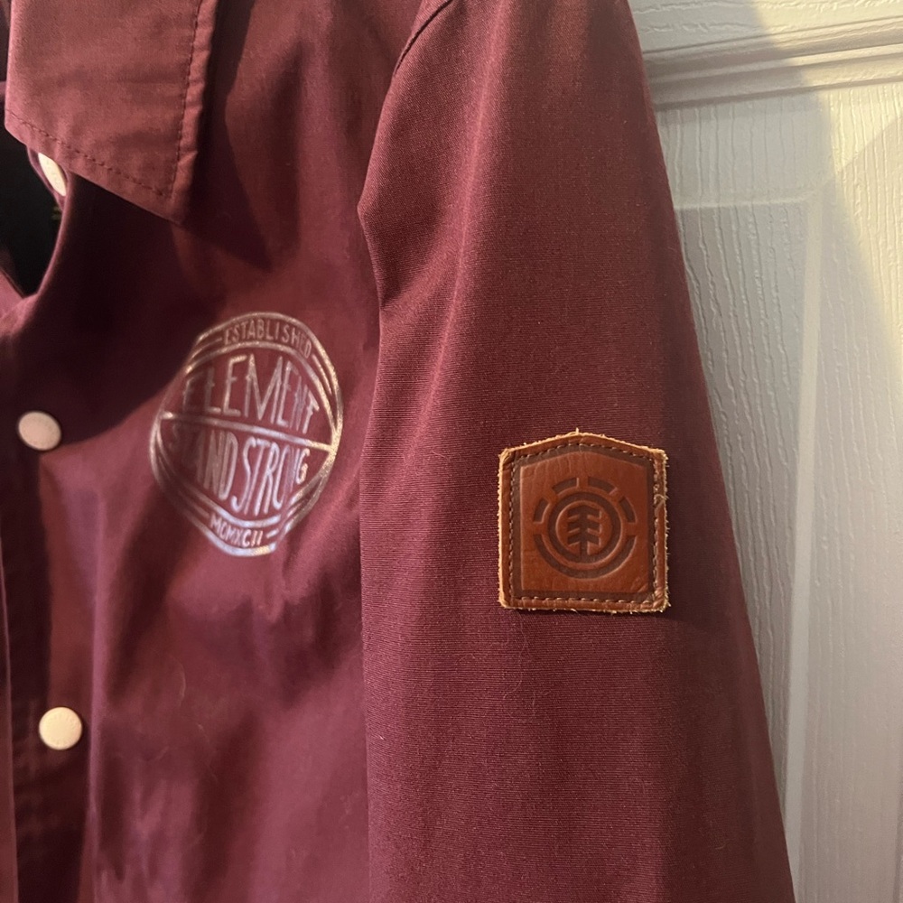Element Red and Brown Bomber Jacket with Embroidered Patch